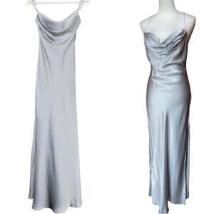 Vintage Victorias Secret Silk Silver Open Back Gown